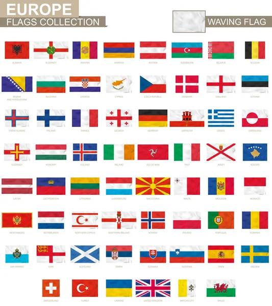 Colección de bandera ondeante europea . — Vector de stock