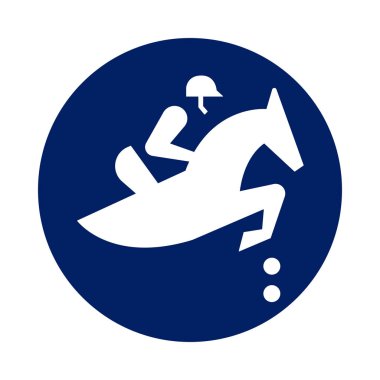 Yuvarlak Binicilik Atlama pictogram, mavi daire yeni spor simgesi