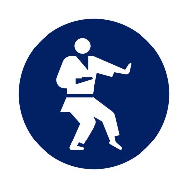 Yuvarlak Karate Kata pictogram, mavi daire yeni spor simgesi.