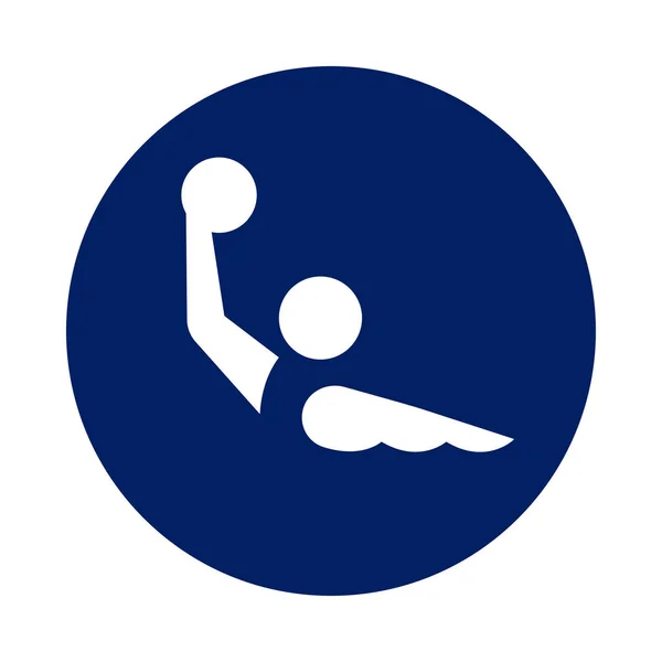 Pictograma de polo acuático redondo, nuevo icono deportivo en círculo azul . — Vector de stock