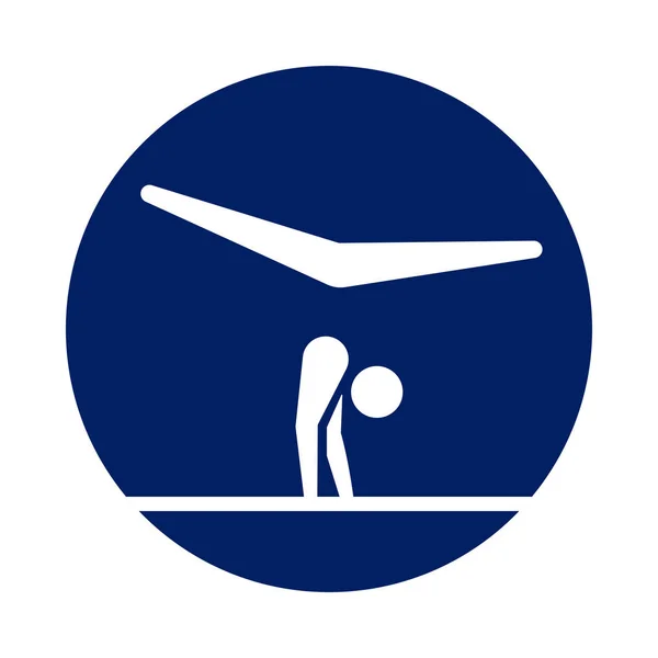 Pictogramme de gymnastique artistique ronde, nouvelle icône sportive en cercle bleu — Image vectorielle
