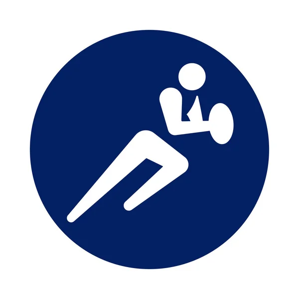 Pittogramma Rugby rotondo, nuova icona dello sport in cerchio blu . — Vettoriale Stock