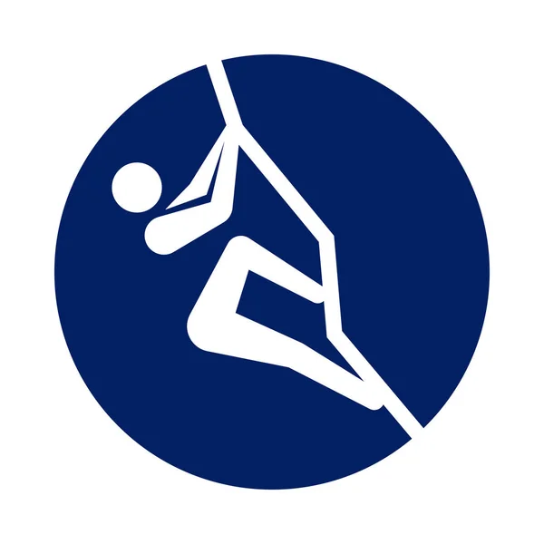 Pictograma de escalada deportiva redonda, nuevo icono deportivo en círculo azul . — Archivo Imágenes Vectoriales