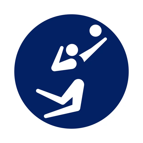 Pittogramma pallavolo rotondo, nuova icona dello sport in cerchio blu . — Vettoriale Stock