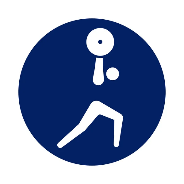 Pittogramma rotondo per sollevamento pesi, nuova icona sportiva in cerchio blu . — Vettoriale Stock