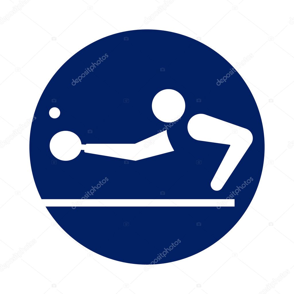 Round Table Tennis pictogram, new sport icon in blue circle.