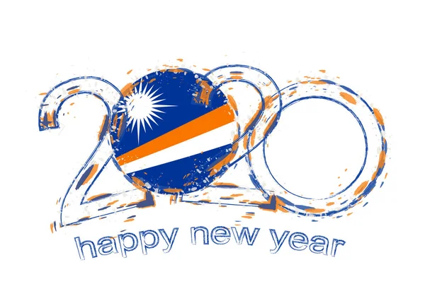 Feliz Año Nuevo 2020 con la bandera de Islas Marshall . — Archivo Imágenes Vectoriales