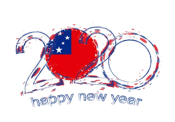 Feliz Ano Novo 2020 com a bandeira de Samoa . —  Vetores de Stock