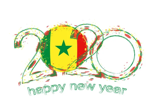 Šťastný nový 2020 rok s senegalské vlajkou — Stockový vektor