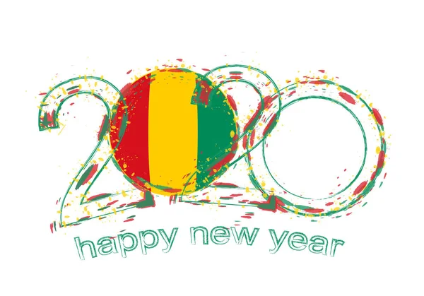 Feliz Ano Novo 2020 com a bandeira da Guiné —  Vetores de Stock