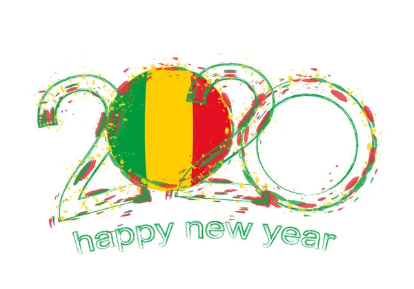 Feliz Ano Novo 2020 com a bandeira do Mali —  Vetores de Stock