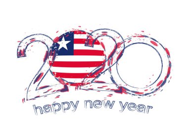 Liberya bayrağı ile Happy New 2020 Yıl