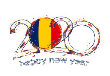 Çad bayrağı ile Happy New 2020 Yıl