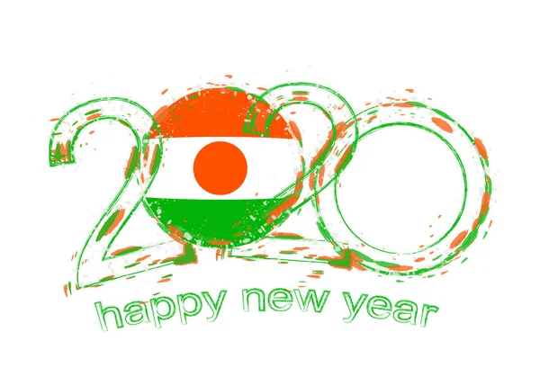 快乐新2020年与尼日尔国旗 — 图库矢量图片
