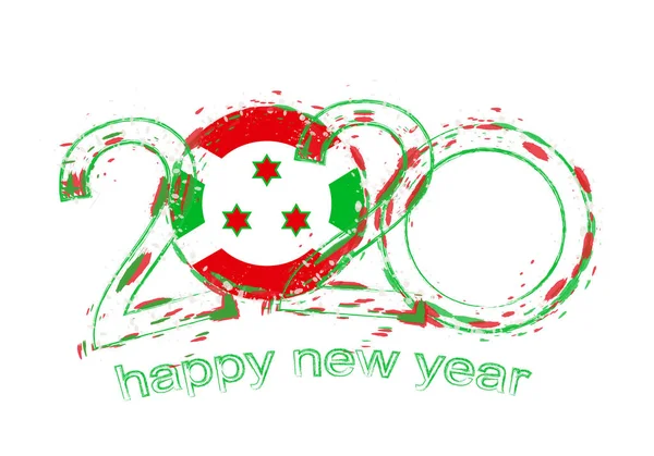 Bonne année 2020 avec le drapeau du Burundi — Image vectorielle