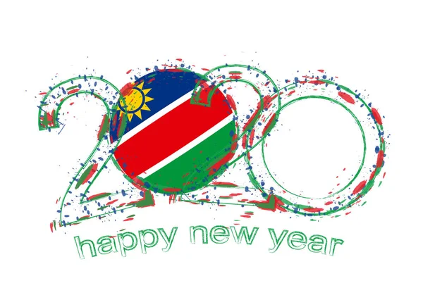 Feliz Ano Novo 2020 com a bandeira da Namíbia —  Vetores de Stock