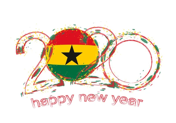 Feliz Ano Novo 2020 com a bandeira de Gana —  Vetores de Stock
