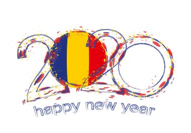 Romanya bayrağı ile Happy New 2020 Yıl