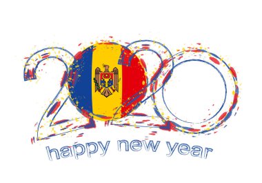 Moldova bayrağı ile Happy New 2020 Yıl