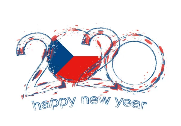Feliz Año Nuevo 2020 con la bandera de República Checa — Archivo Imágenes Vectoriales
