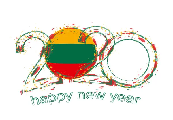 リトアニアの旗でハッピーニュー2020年 — ストックベクタ