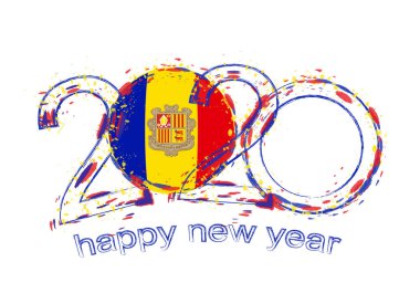 Andorra bayrağı ile Happy New 2020 Yıl
