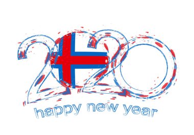 Happy New 2020 Yıl Faroe Adaları bayrağı ile