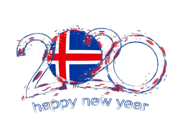 Feliz Año Nuevo 2020 con Bandera de Islandia — Archivo Imágenes Vectoriales