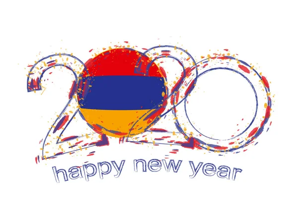 Felice anno nuovo 2020 con la bandiera di Armenia — Vettoriale Stock