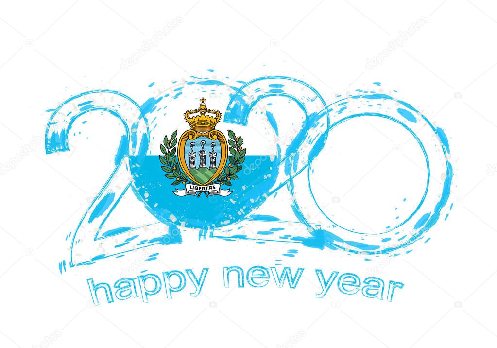 Happy New 2020 Year with flag of San Marino
