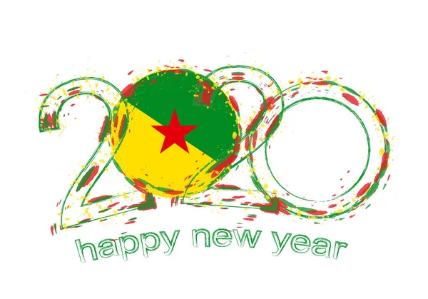 Feliz Ano Novo 2020 com a bandeira da Guiana Francesa —  Vetores de Stock