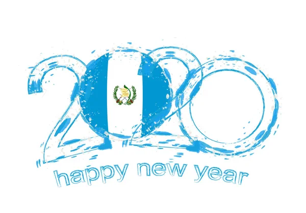 Gott nytt 2020 år med flagga av Guatemala — Stock vektor