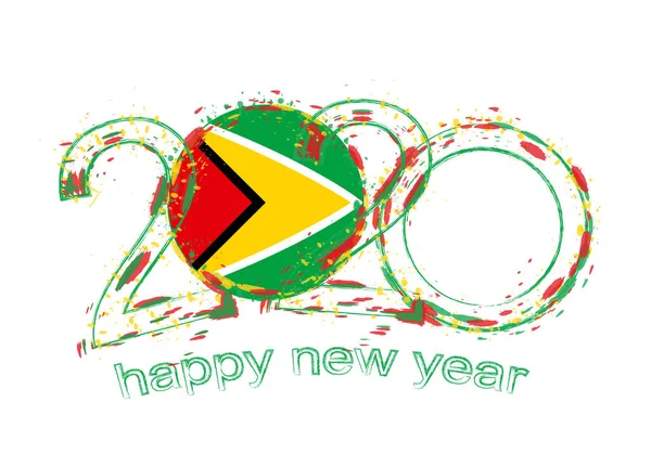 Feliz Año Nuevo 2020 con la bandera de Guyana — Vector de stock