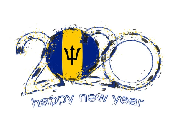 Feliz Año Nuevo 2020 con la bandera de Barbados . — Archivo Imágenes Vectoriales