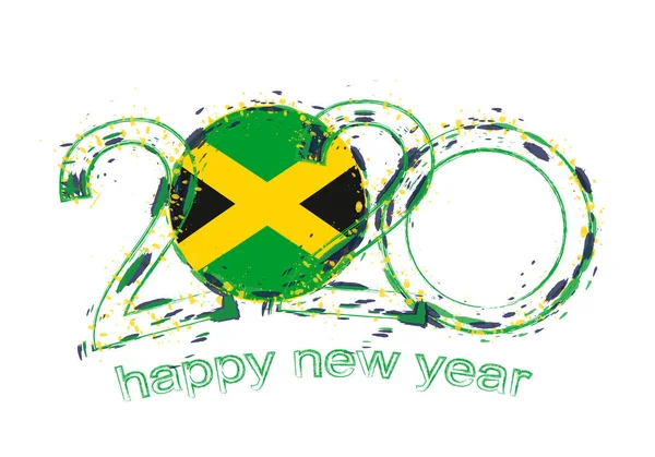 Feliz Ano Novo 2020 com a bandeira da Jamaica . —  Vetores de Stock