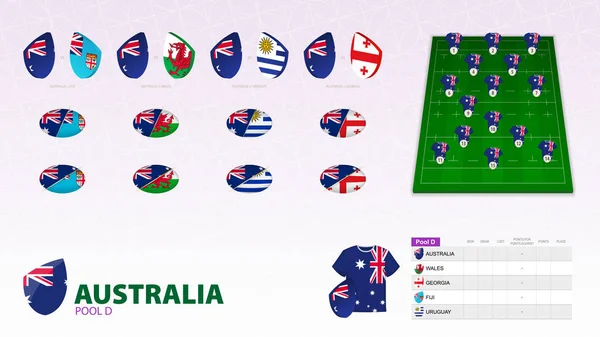 Juego para el equipo de rugby de Australia . — Vector de stock