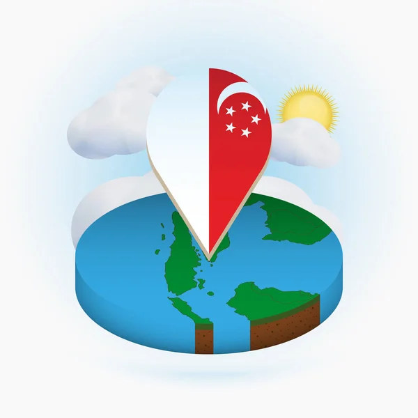 新加坡的等轴测圆图和带有新加坡国旗的点标记 — 图库矢量图片