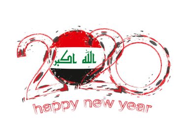 Mutlu Yeni 2020 Yılı Irak bayrağı ile.