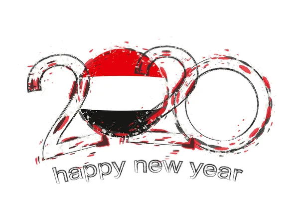 С Новым 2020 годом с флагом Йемена . — стоковый вектор