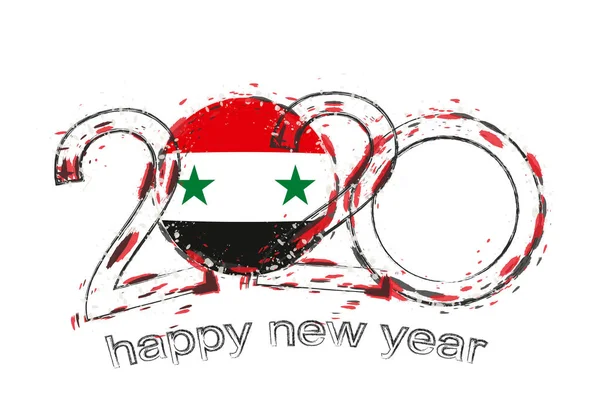 Frohes neues Jahr 2020 mit syrischer Flagge. — Stockvektor