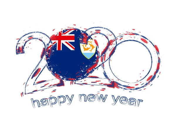 Feliz Año Nuevo 2020 con Bandera de Anguila . — Archivo Imágenes Vectoriales