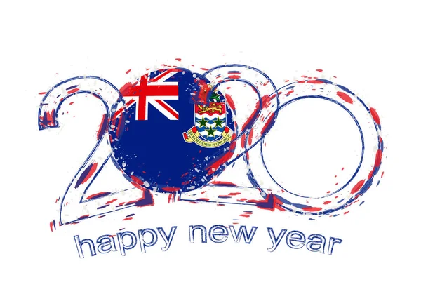 Feliz Año Nuevo 2020 con la bandera de Cayman Islands . — Archivo Imágenes Vectoriales