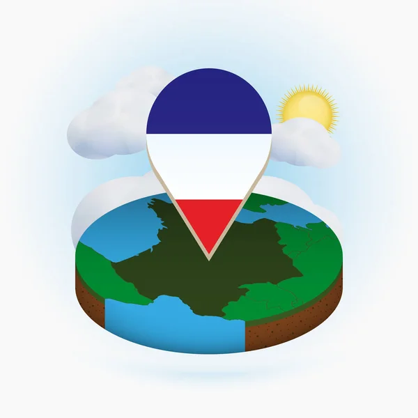 法国等轴测圆图和带有法国国旗的点标记 — 图库矢量图片