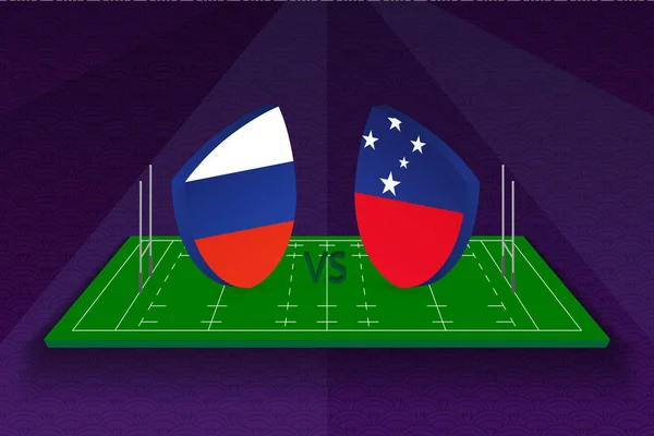 Equipo de rugby Rusia vs Samoa en el campo de rugby . — Vector de stock
