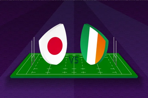 Equipo de rugby Japón vs Irlanda en el campo de rugby . — Vector de stock