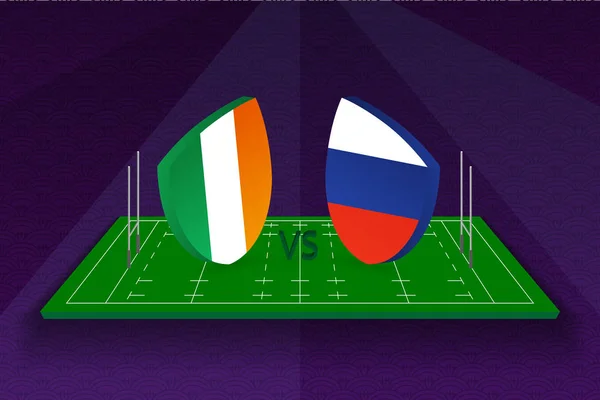 Equipo de rugby Irlanda vs Rusia en el campo de rugby . — Archivo Imágenes Vectoriales