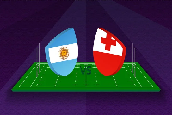 Equipo de rugby Argentina vs Tonga en el campo de rugby . — Archivo Imágenes Vectoriales