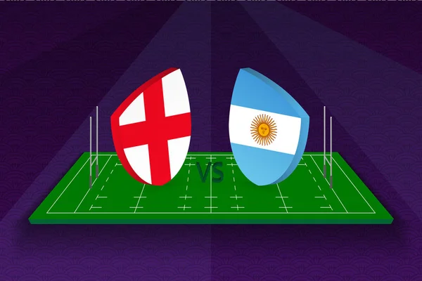 Equipo de rugby Inglaterra vs Argentina en el campo de rugby . — Vector de stock