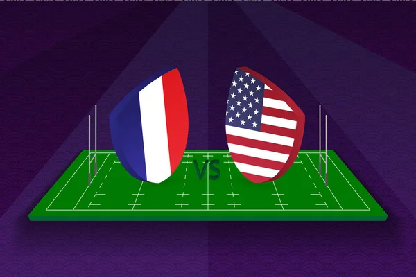 Equipo de rugby Francia vs Estados Unidos en el campo de rugby . — Archivo Imágenes Vectoriales