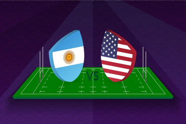 Equipo de rugby Argentina vs Estados Unidos en el campo de rugby . — Archivo Imágenes Vectoriales
